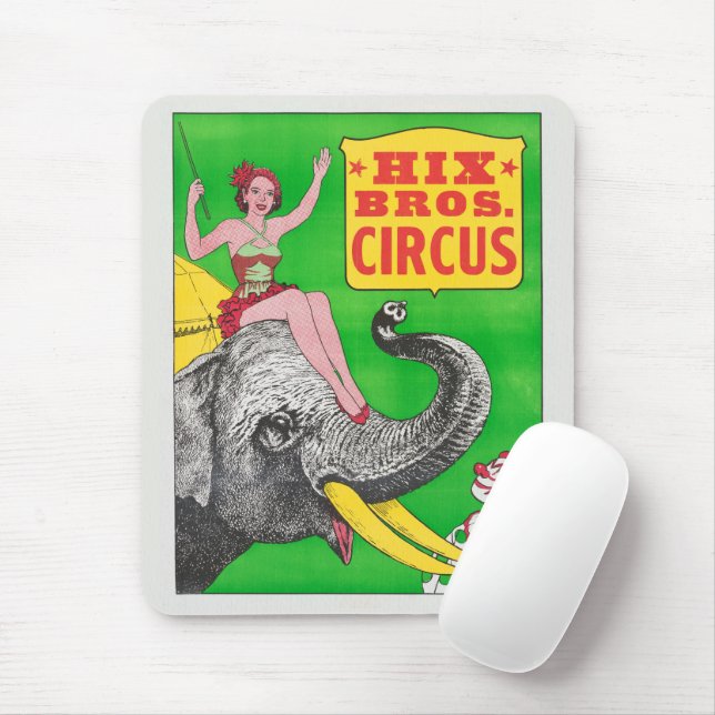 Mousepad Poster de Circo Mostrando A Uma Mulher Um Elefante (Com mouse)