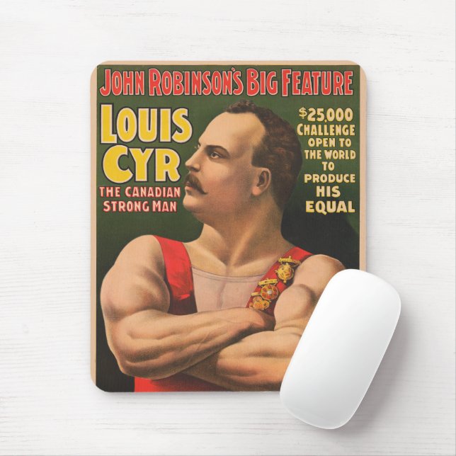 Mousepad Poster de Circo Mostrando Louis Cyr Com Braços Cru (Com mouse)