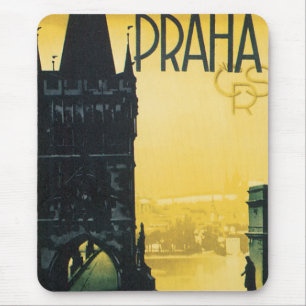 Mousepad Poster de Praha do vintage