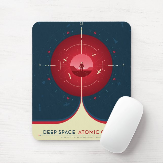 Mousepad Poster de relógio atômico de espaço profundo, vers (Com mouse)