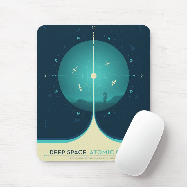 Mousepad Poster de relógio atômico de espaço profundo, vers (Com mouse)