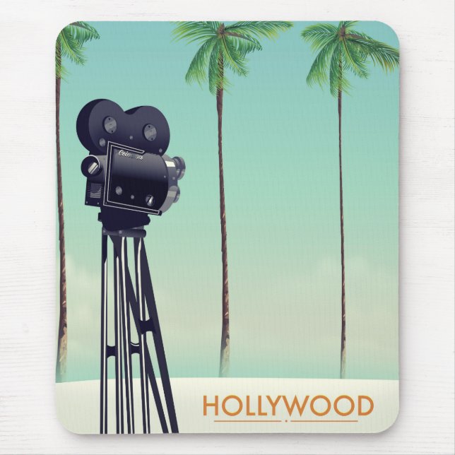 Mousepad Poster de viagens da câmera Hollywood Vintage (Frente)