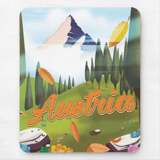Mousepad Poster de viagens de desenho animado austríaco (Frente)