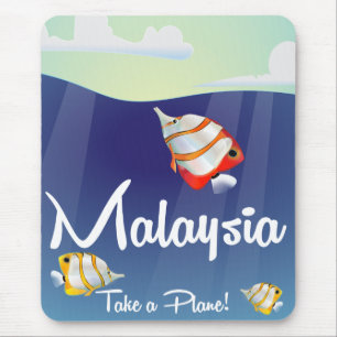 Mousepad Poster de viagens de desenho animado da Malásia