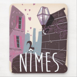 Mousepad poster de viagens de desenho da Nîmes France