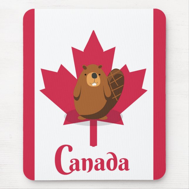 Mousepad Poster de viagens de desenho de castor canadense (Frente)