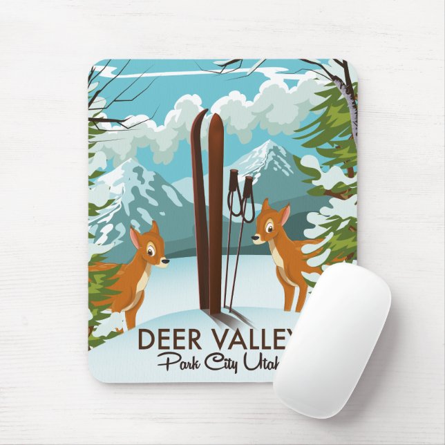 Mousepad Poster de viagens de esqui de Deer Valley Park Cit (Com mouse)