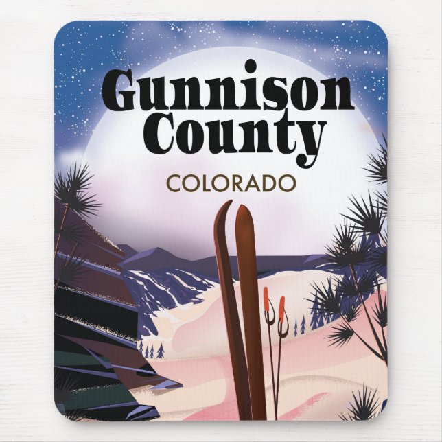 Mousepad Poster de viagens de Esqui do condado de Gunnison. (Frente)