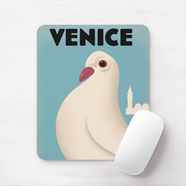 Mousepad Poster de viagens de estilo Venice Vintage (Com mouse)