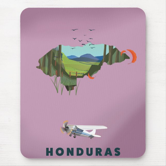 Mousepad Poster de viagens de mapa ilustrado de Honduras (Frente)