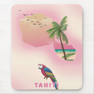 Mousepad Poster de viagens de mapa ilustrado do Taiti