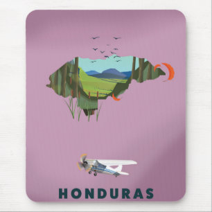 Mousepad Poster de viagens de mapa ilustrado Honduras