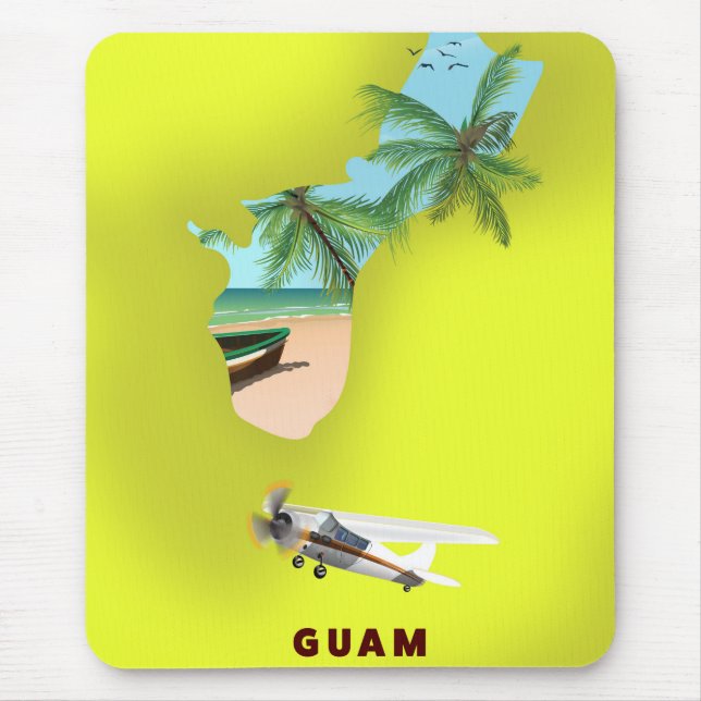 Mousepad Poster de viagens de mapa ilustrado por Guam (Frente)