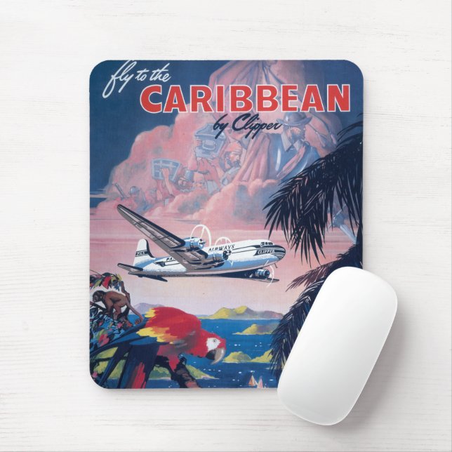 Mousepad Poster de viagens De Seaplane Voando Sobre O Carib (Com mouse)
