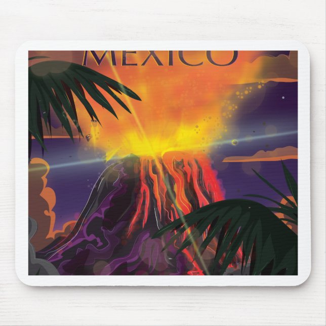 Mousepad Poster de viagens do vulcão México (Frente)