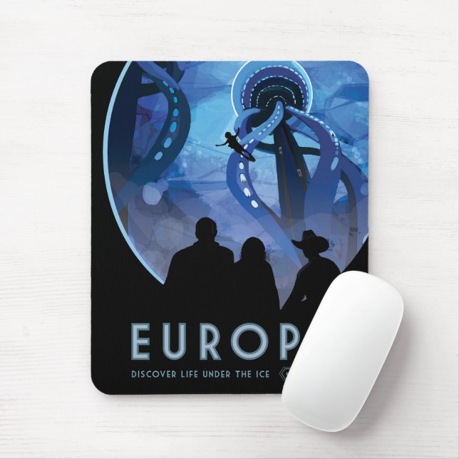 Mousepad Poster de viagens Espacial Retroativo - Lua Europa (Com mouse)
