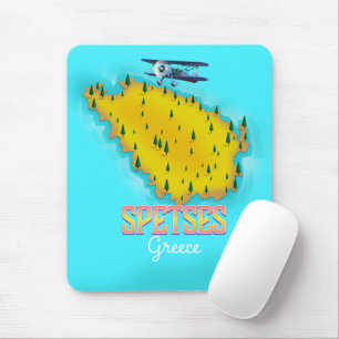 Mousepad Poster de viagens grego do mapa da ilha de Spetses