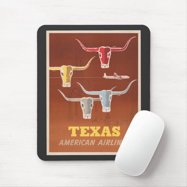 Mousepad Poster de viagens Para American Airlines No Texas (Com mouse)