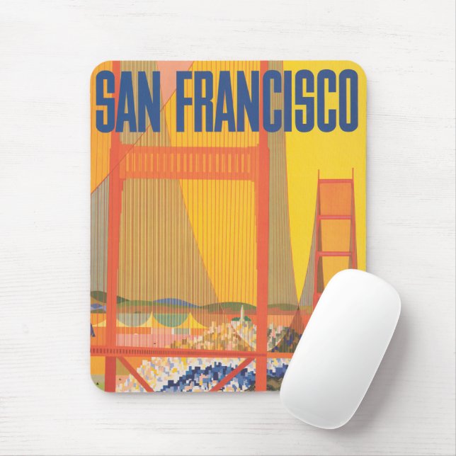 Mousepad Poster de viagens Para Voar Twa Para São Francisco (Com mouse)