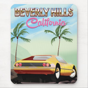 Mousepad Poster de viagens retro de Beverly Hills
