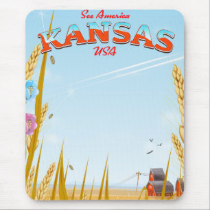 Mousepad Poster de viagens retroFazenda do Kansas USA