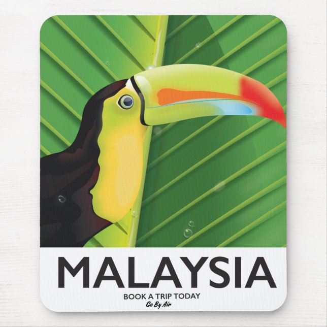 Mousepad Poster de viagens Toucan da Malásia (Frente)