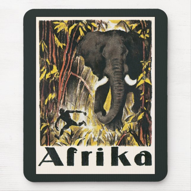 Mousepad Poster de viagens Vintage Africa, Elefante African (Frente)