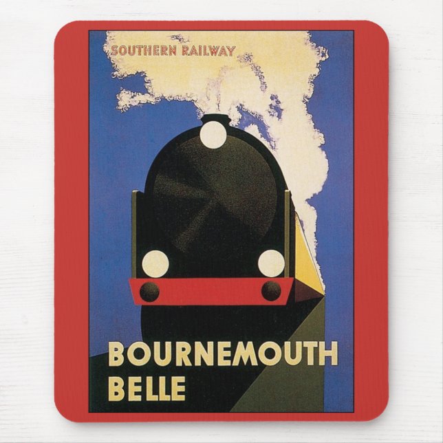 Mousepad Poster de viagens vintage, trem Bournemouth Belle (Frente)
