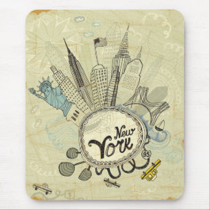 Mousepad Poster do Doodle de New York