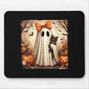 Mousepad Poster do Fantasma do Halloween Segurando Gatinho