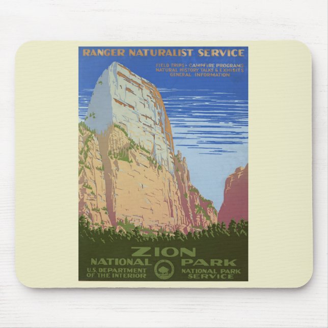 Mousepad Poster do Parque Nacional Vintage Zion (Frente)