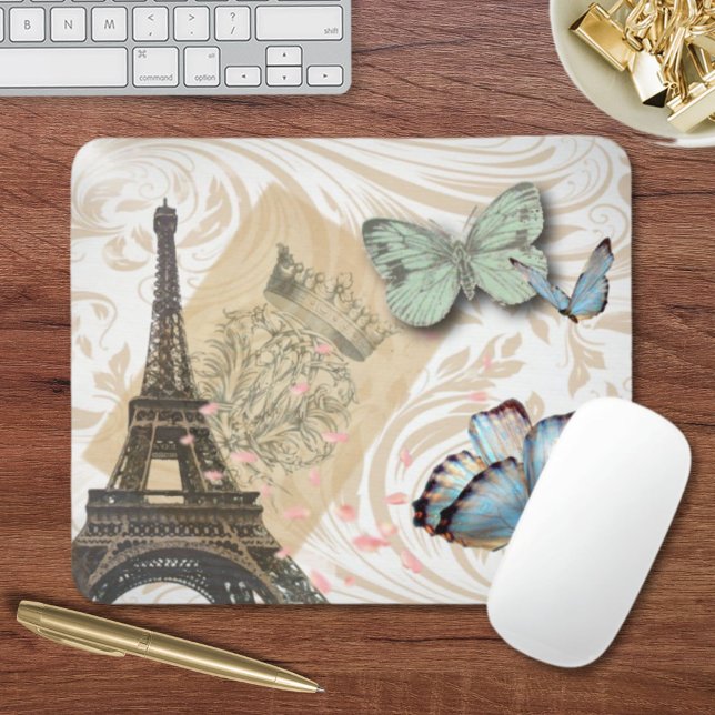 Mousepad postmark scripts borterfly Paris Effiel Tower (postmark scripts butterfly Paris Effiel Tower Mouse Pad)