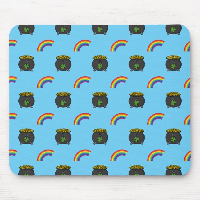 Mousepad Pote de Cartoon Dourado do Arco-Íris (Frente)