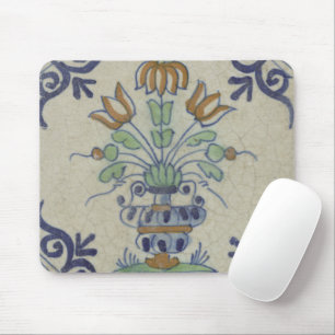 Mousepad Pote De Flor Antiquado Com Azulejo Delft