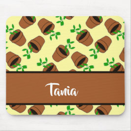 Mousepad Pote verde de terracotta em amarelo