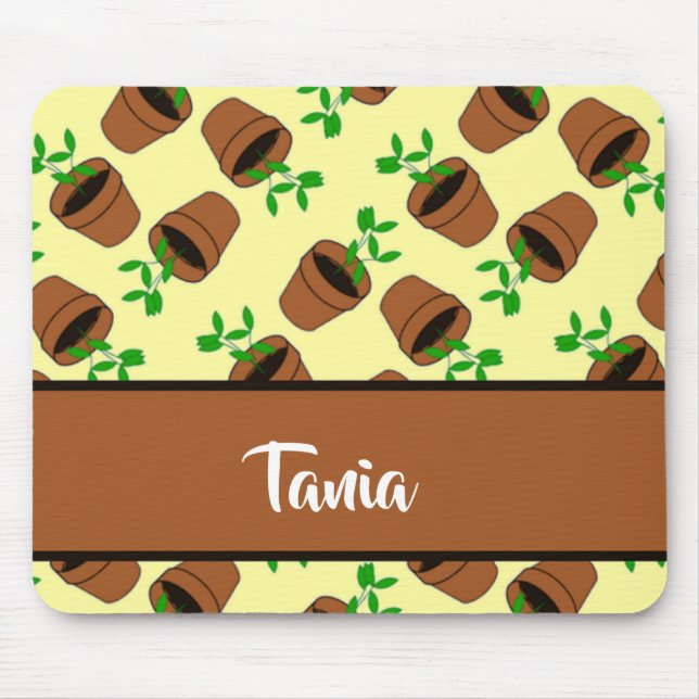 Mousepad Pote verde de terracotta em amarelo (Frente)