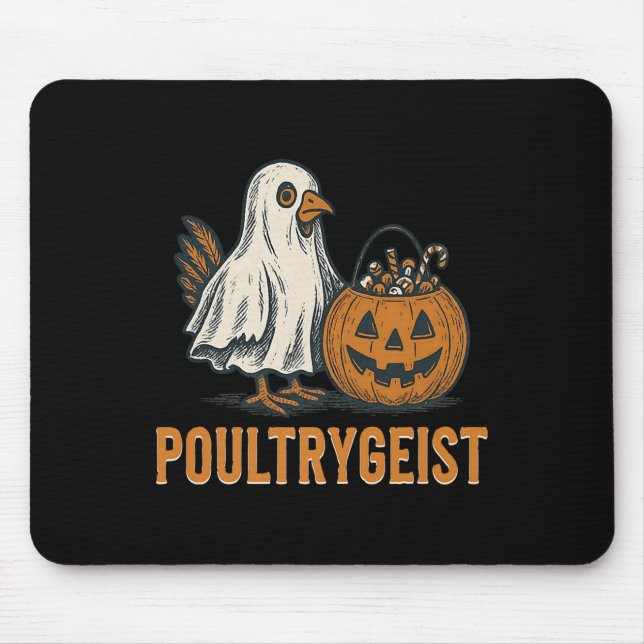 Mousepad Poultrygeist Chicken Ghost Pumpkin Costume Hallowe (Frente)