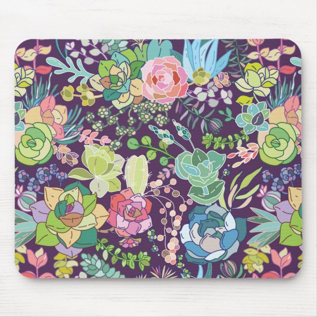 Mousepad Pousa-mouse de jardinagem de cactos suculentos (Frente)