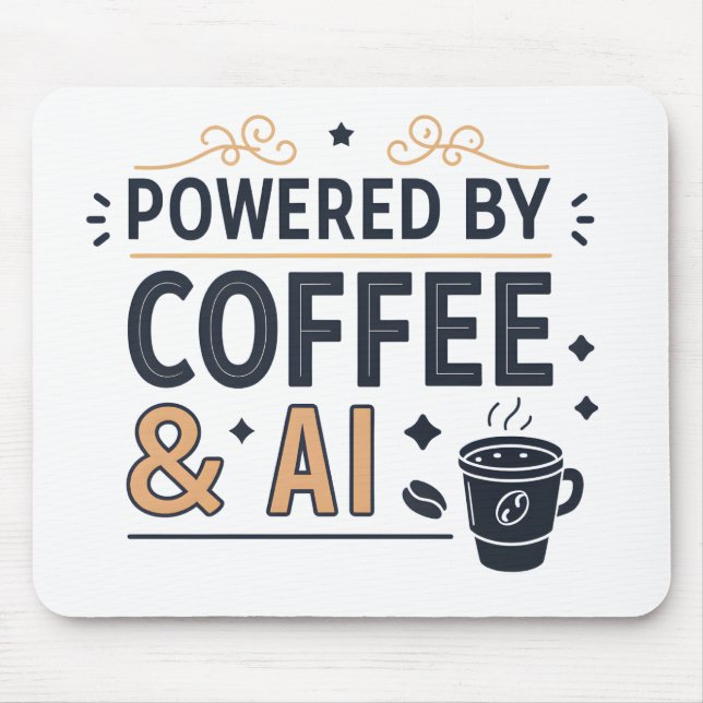 Mousepad Powered by Coffee & AI Retro Tech Vector (Frente)