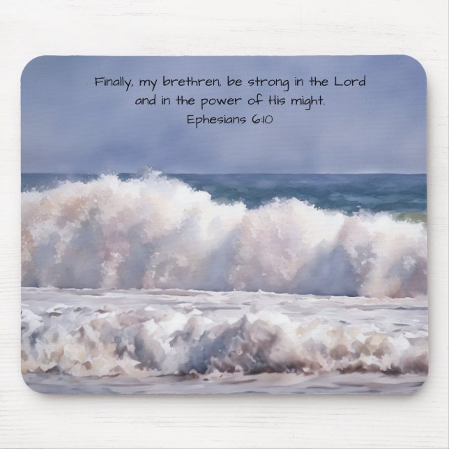 Mousepad Powerful Waves Breaking at the Shore Faith  (Frente)