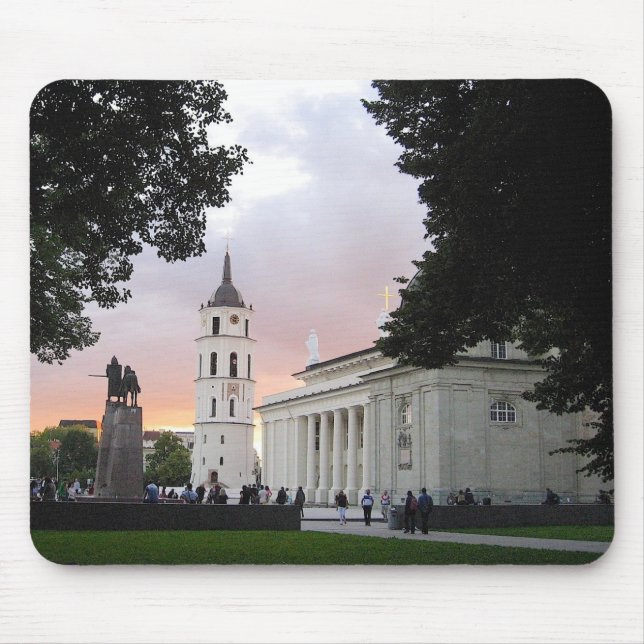 Mousepad Praça da Catedral em Vilnius, LITUÂNIA. (Frente)