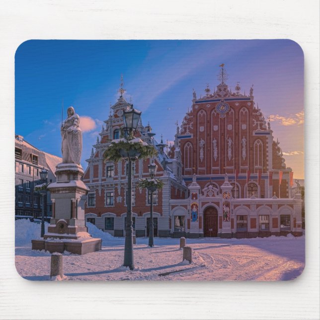 Mousepad Praça da Prefeitura de Riga no inverno (Frente)