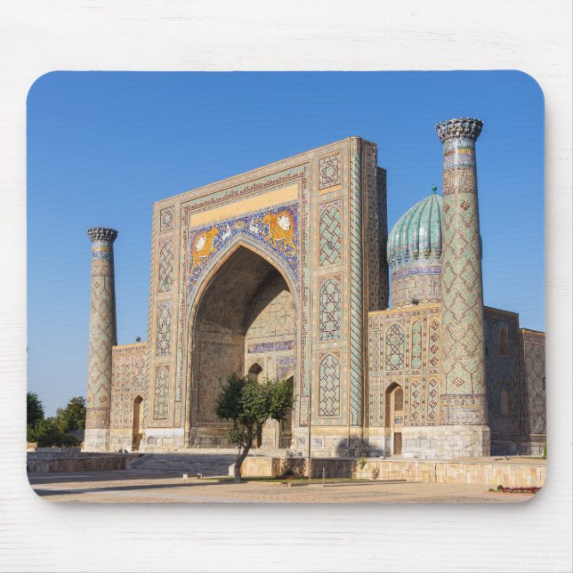 Mousepad Praça Registan ao pôr do sol - Samarkand, Usbequis (Frente)