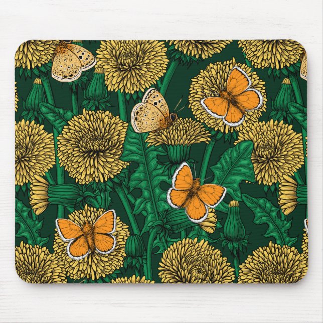 Mousepad Prado de Dandelion em verde escuro (Frente)