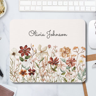 Mousepad Prado de Flores Silvestres Vintage Personalizado e