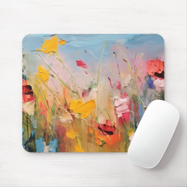 Mousepad Prado de Verão – Paisagem Floral Expressiva (Com mouse)