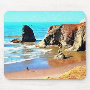 Mousepad Praia caminha com Cachorro no Face Rock Park em Ba