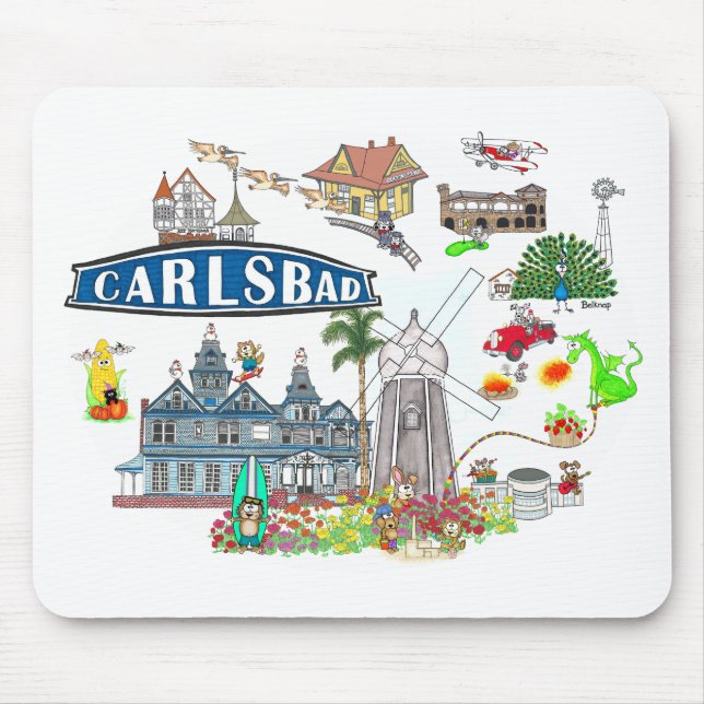 Mousepad Praia da Cidade de Carlsbad Diversão (Frente)