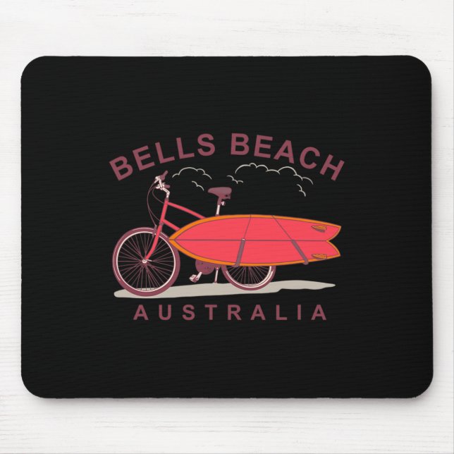 Mousepad Praia de Bells Austrália Prancha de Surfe Biciclet (Frente)