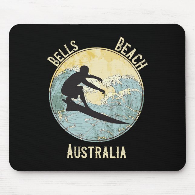 Mousepad Praia de Bells Austrália Surf Distressed  (Frente)